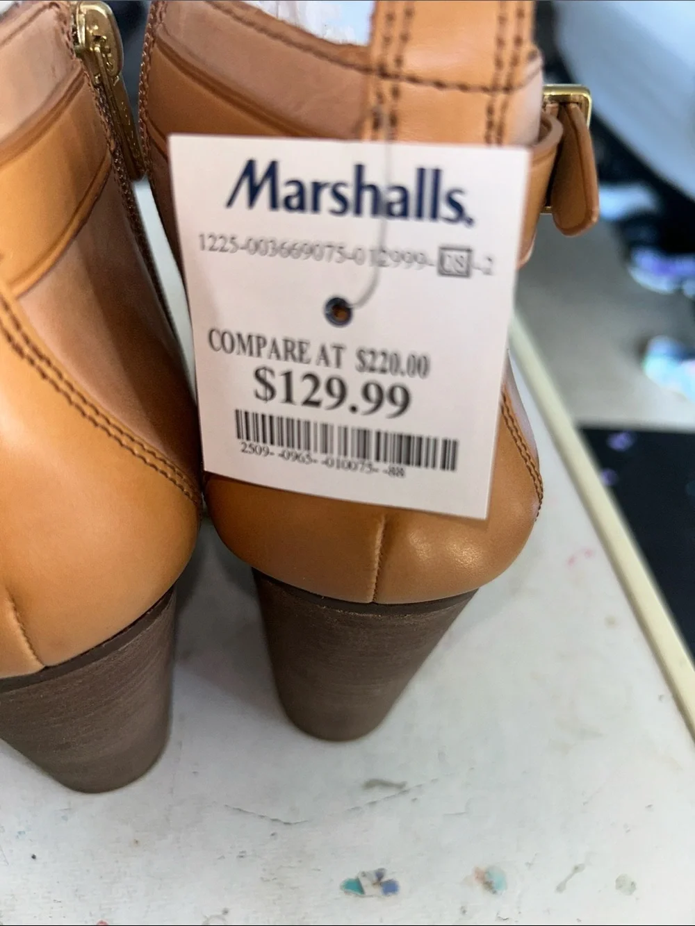 Coach Women's Cognac Leather Ankle Booties